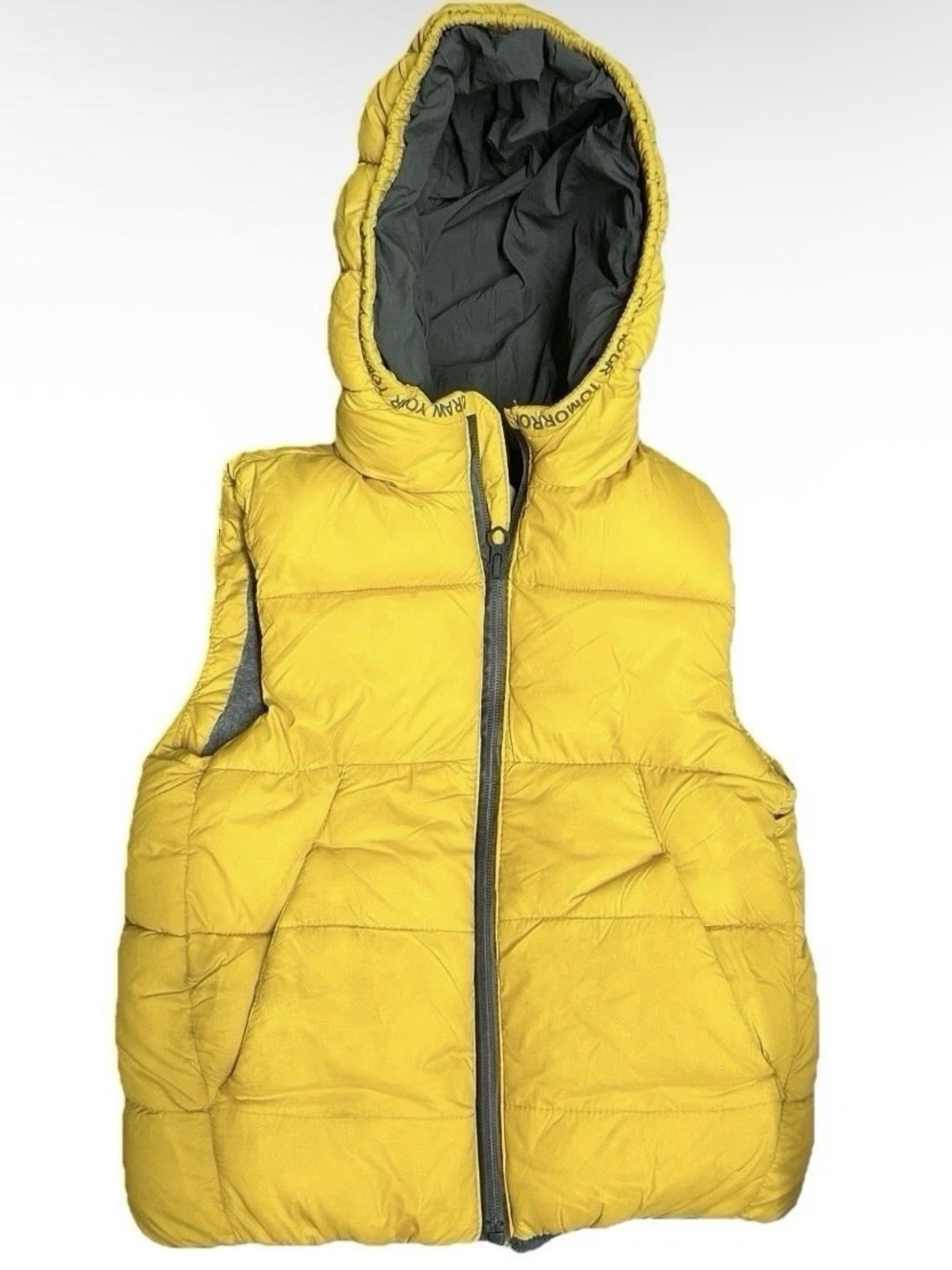 Zara Toddler Yellow Puffer Vest With Hood Size 4